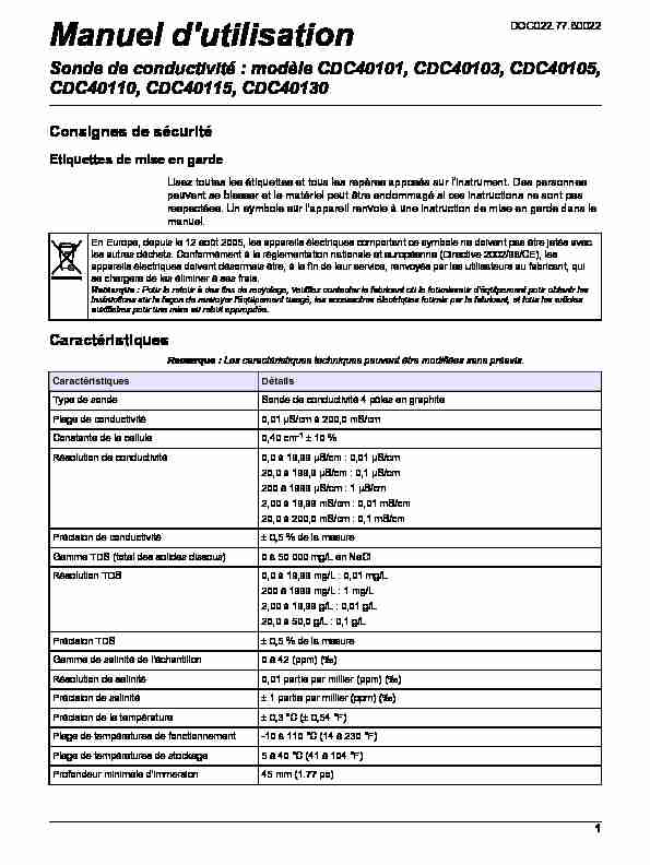 [PDF] Manuel dutilisation - Sonde de conductivité - Laboratoires Humeau