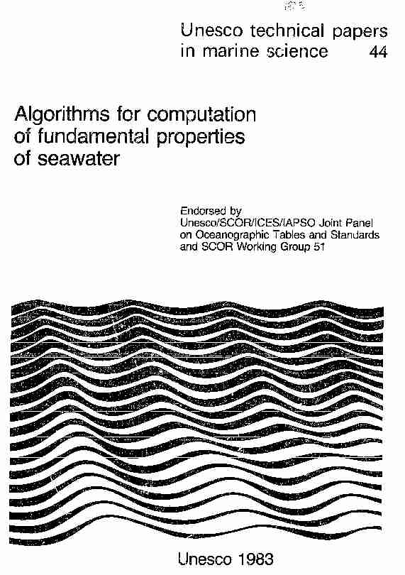 Algorithms for computation of fundamental properties of seawater