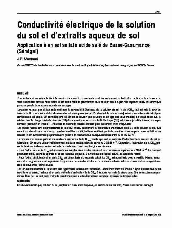 [PDF] Conductivité électrique de la solution du sol et dextraits  - AFES