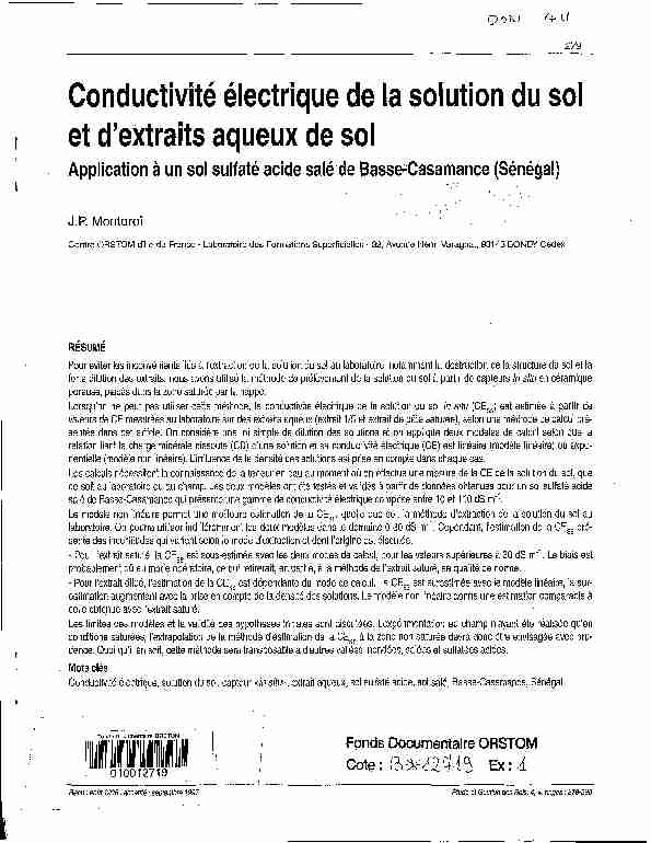 [PDF] Conductivité électrique de la solution du sol et d  - Horizon IRD