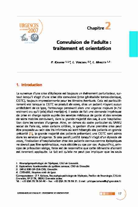 [PDF] Convulsion de ladulte : traitement et orientation - SFMU