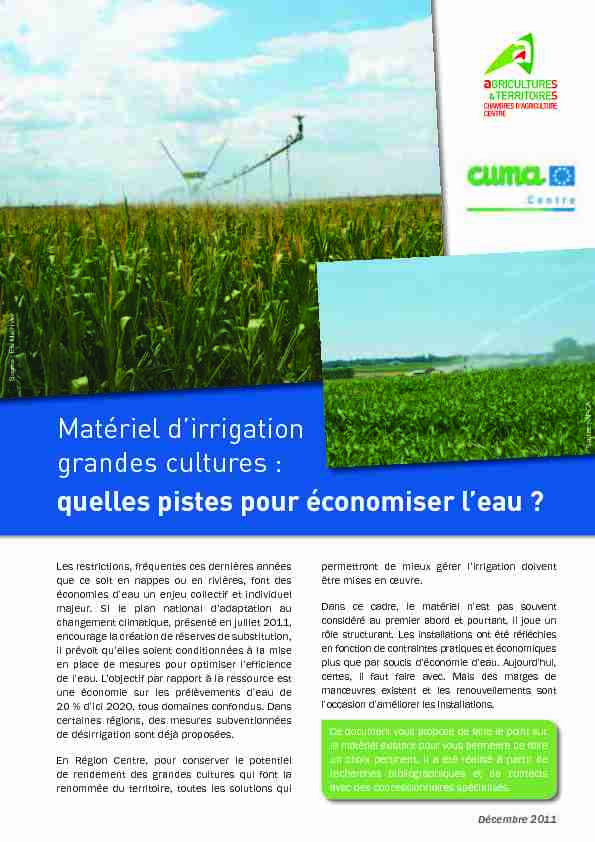 [PDF] Matériel dirrigation grandes cultures - Chambres dagriculture