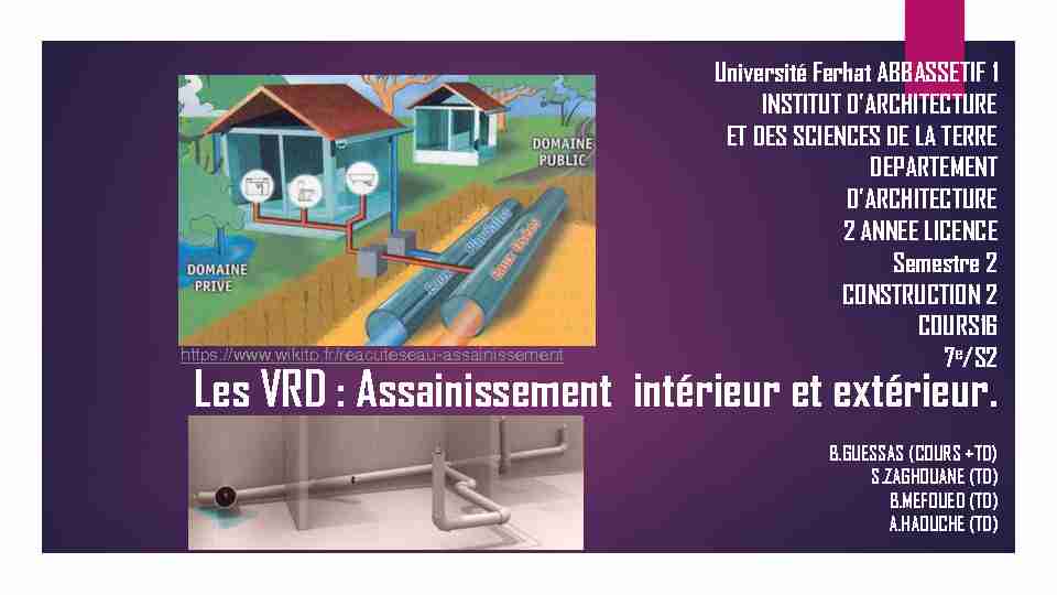[PDF] Les VRD : Assainissement intérieur et extérieur