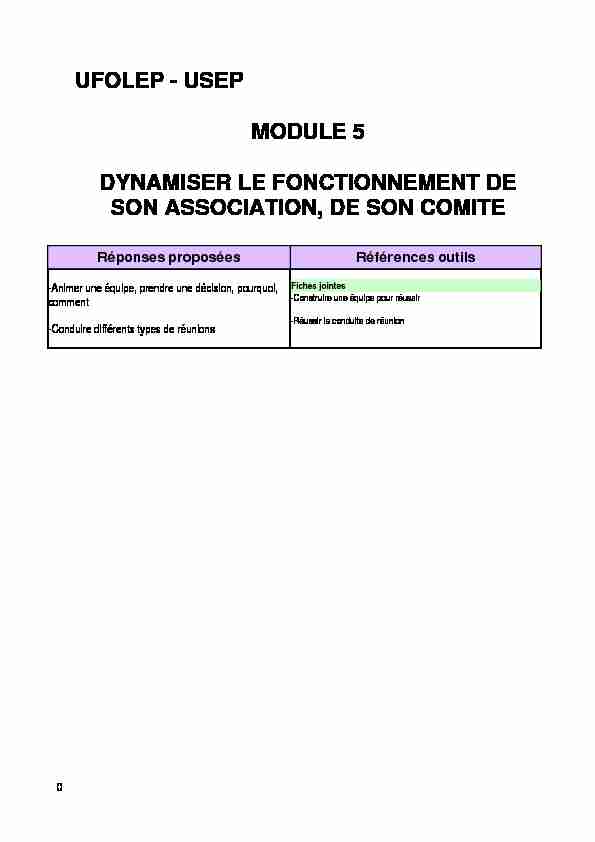 USEP MODULE 5 DYNAMISER LE FONCTIONNEMENT  - UFOLEP