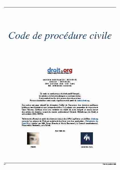 [PDF] CODE DE PROCEDURE CIVILE - Justice