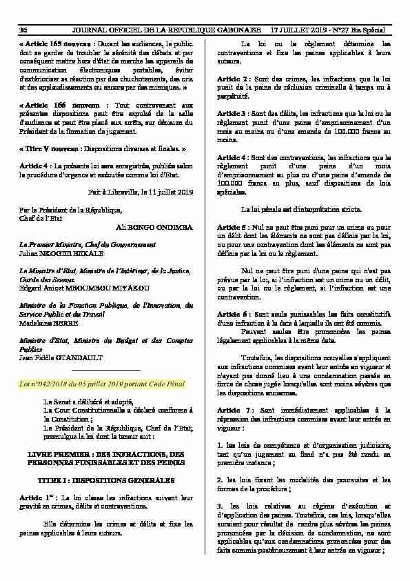 36 JOURNAL OFFICIEL DE LA REPUBLIQUE GABONAISE 17