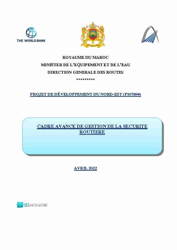 [PDF] CADRE AVANCE DE GESTION DE LA SECURITE ROUTIERE
