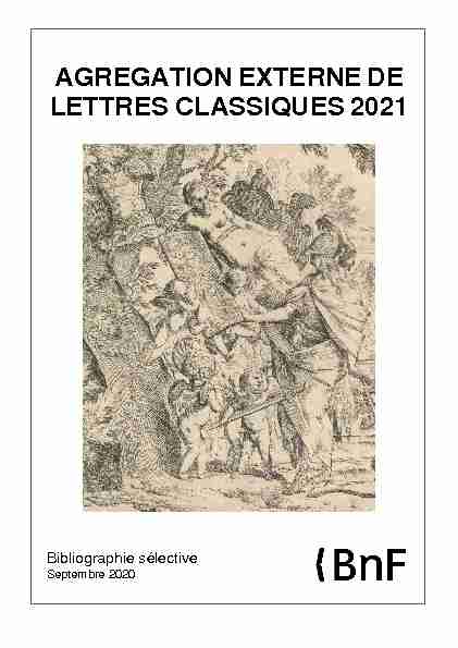 Agrégation de lettres classiques 2021 - Bibliographie
