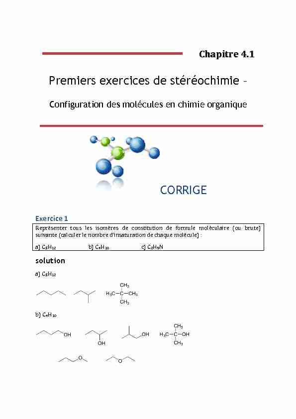 Premiers exercices de stéréochimie – - Configuration des molécules