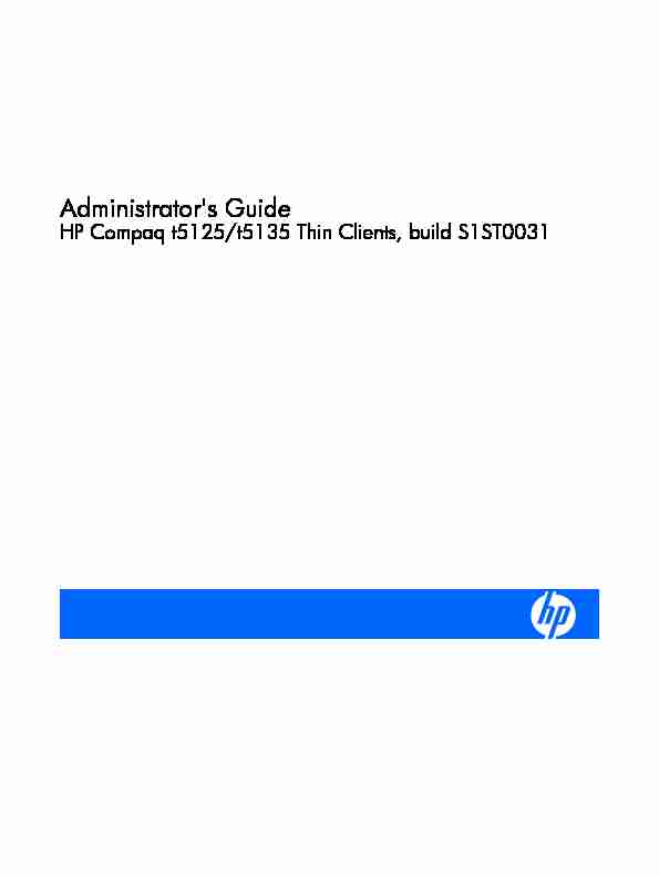 Administrators Guide - HP Compaq t5125/t5135 Thin Clients build