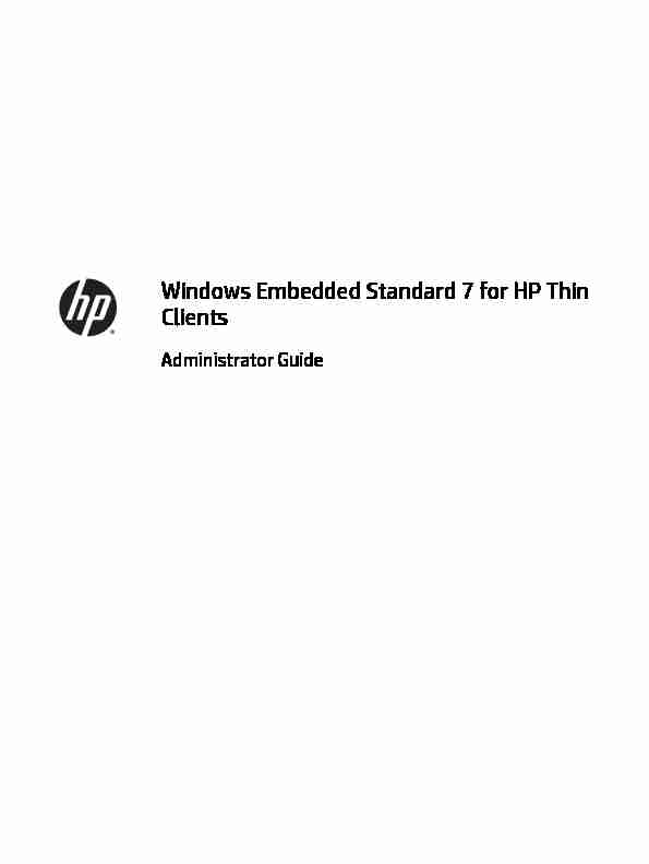 Windows Embedded Standard 7 for HP Thin Clients - Administrator