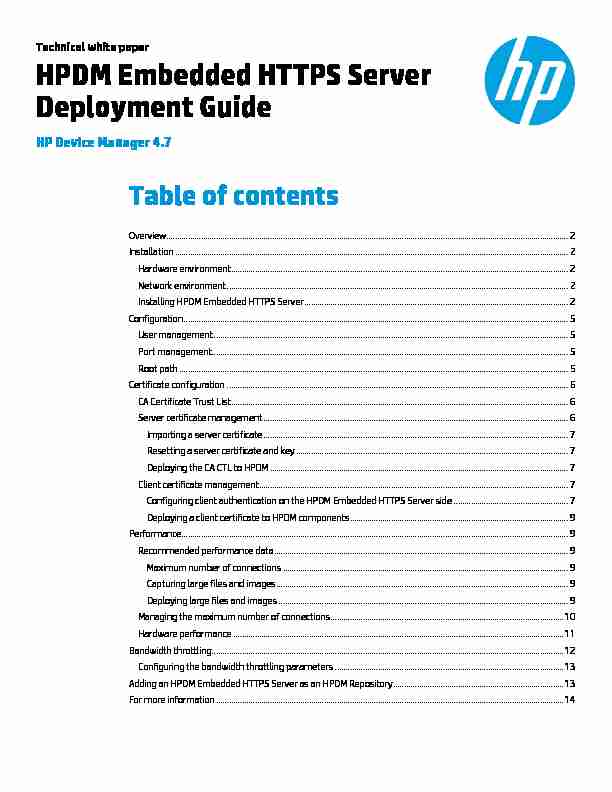 HPDM Embedded HTTPS Server Deployment Guide