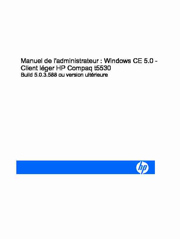 Manuel de ladministrateur : Windows CE 5.0 - Client léger HP