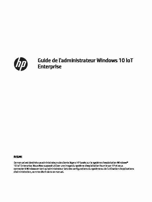 Guide de ladministrateur Windows 10 IoT Enterprise