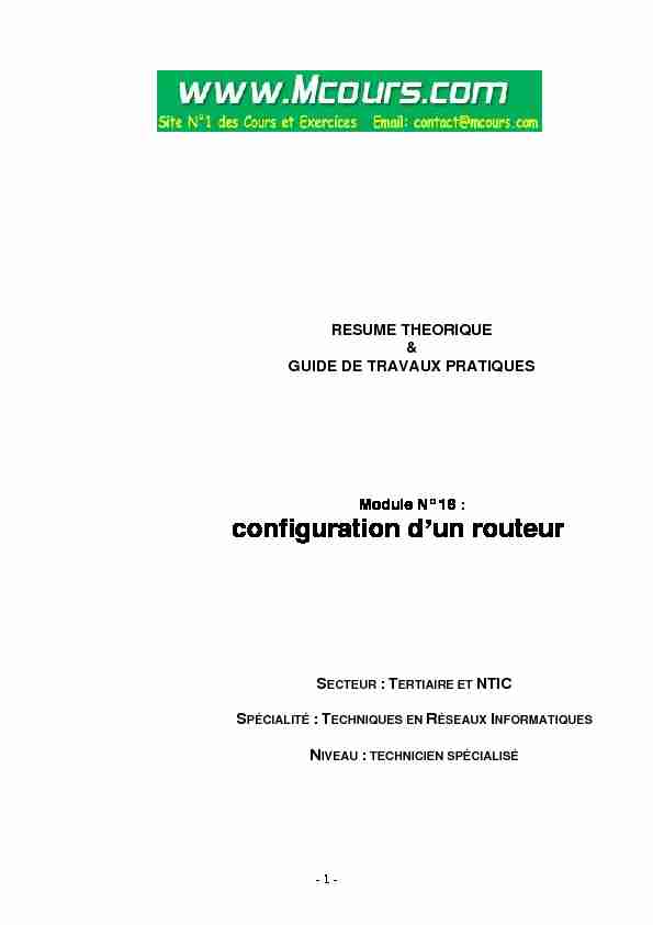 [PDF] configuration dun routeur - Cours tutoriaux et travaux pratiques