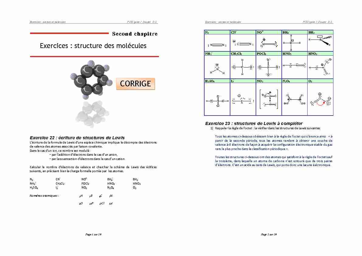 [PDF] Exercices : structure des molécules - Chimie en PCSI