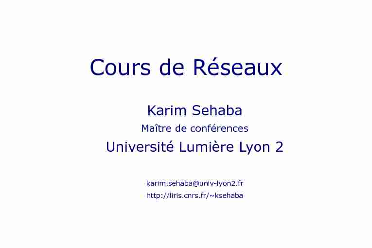 [PDF] Cours de Réseaux - CNRS