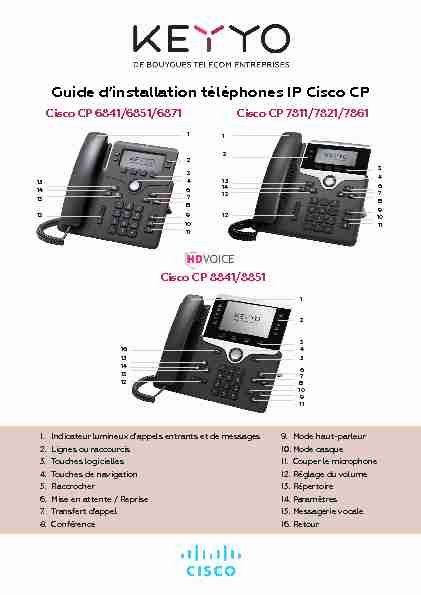 [PDF] Guide dinstallation Téléphone IP Cisco CP 8841/8851 - Keyyo