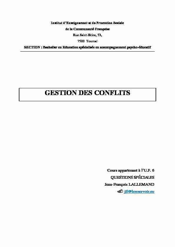 [PDF] GESTION DES CONFLITS - reservoir