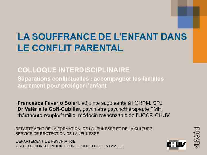 [PDF] La souffrance de lenfant dans le conflit parental - VDch