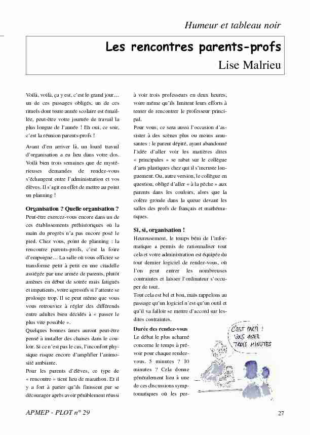 [PDF] Les rencontres parents-profs Lise Malrieu - APMEP