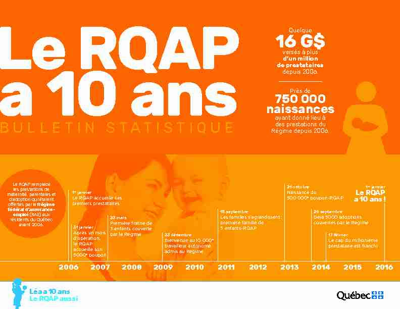 Bulletin statistiques - LE RQAP a 10 ans.