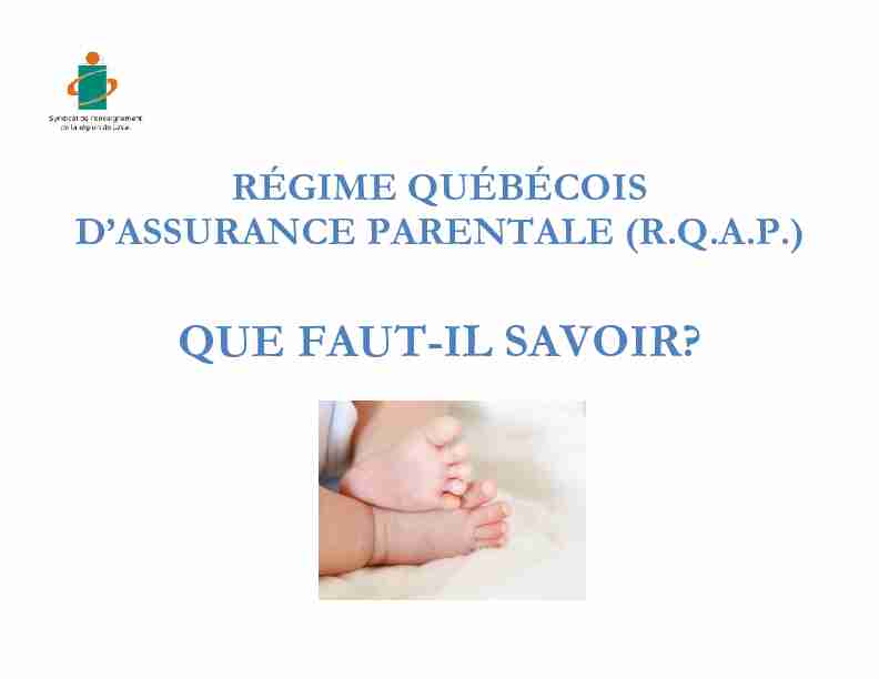 [PDF] Régime québécois dassurance parentale (RQAP)