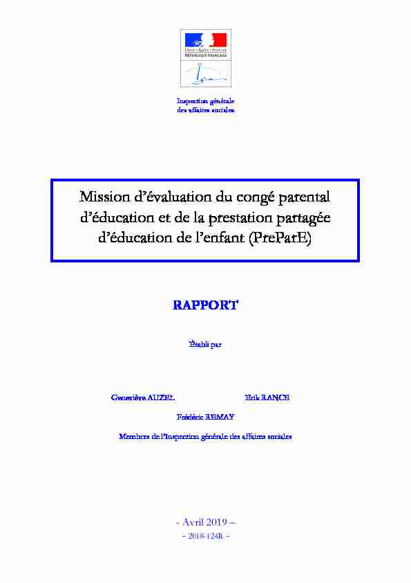 [PDF] Mission dévaluation du congé parental déducation et de la  - IGAS