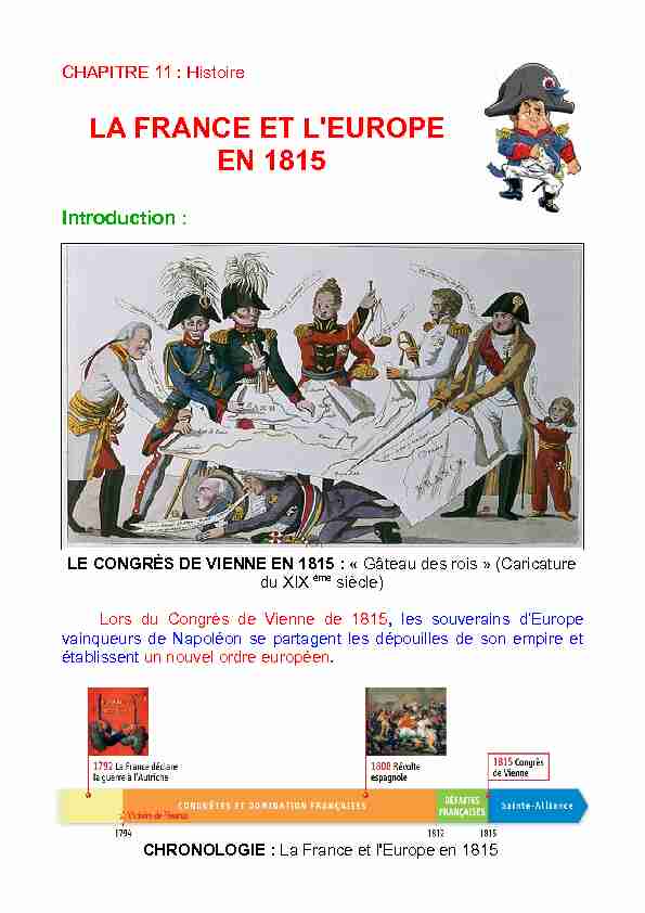 Histoire - LA FRANCE ET LEUROPE EN 1815