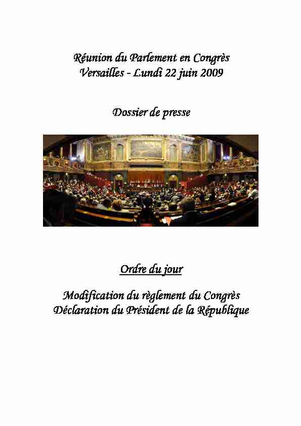 Réunion du Parlement en Congrès Versailles - Lundi 22 juin 2009