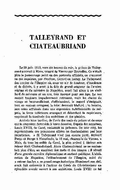 TALLEYRAND ET CHATEAUBRIAND