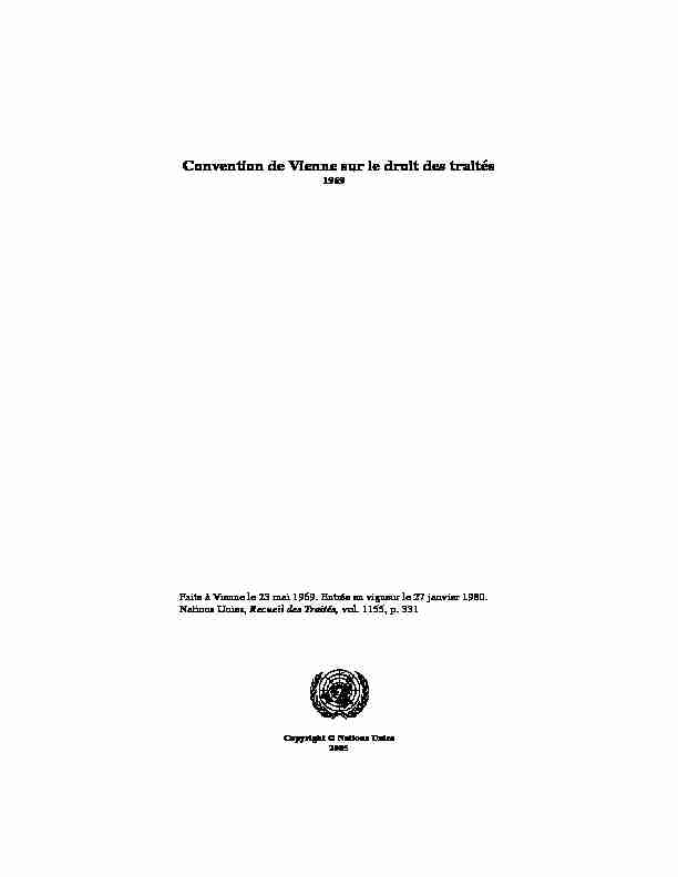 [PDF] Convention de Vienne sur le droit des traités