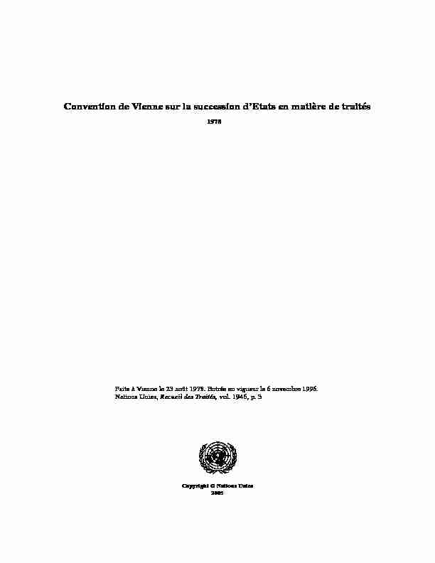Convention de Vienne sur la succession dEtats en matière de traités