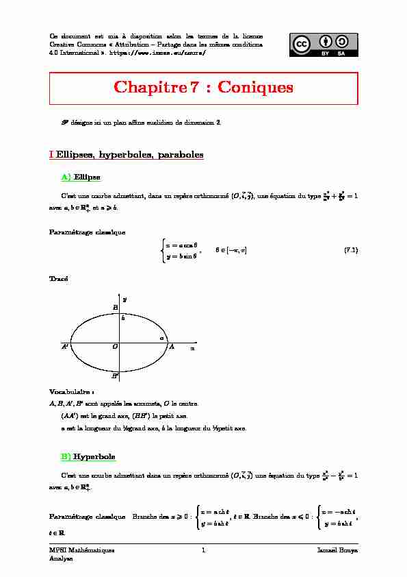 [PDF] Chapitre7 : Coniques - Melusine