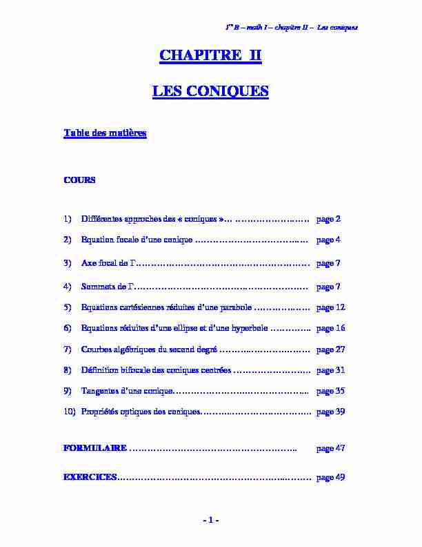 [PDF] 1B-coniques-cours et exercices