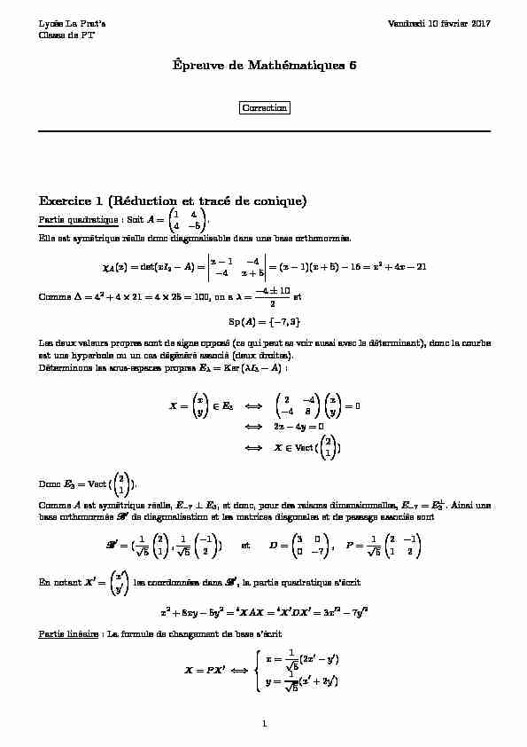 [PDF] Épreuve de Mathématiques 6 Exercice 1 (Réduction  - Normale Sup