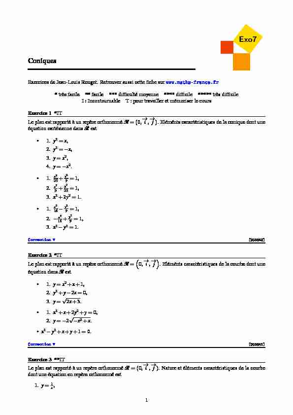 [PDF] Coniques - Exo7 - Exercices de mathématiques