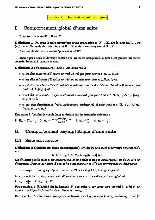 [PDF] I Comportement global dune suite II Comportement asymptotique d