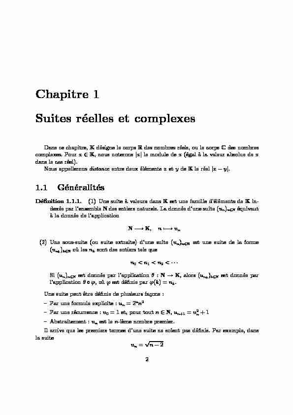 [PDF] Chapitre 1 Suites réelles et complexes