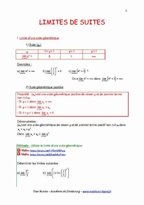 [PDF] LIMITES DE SUITES - maths et tiques