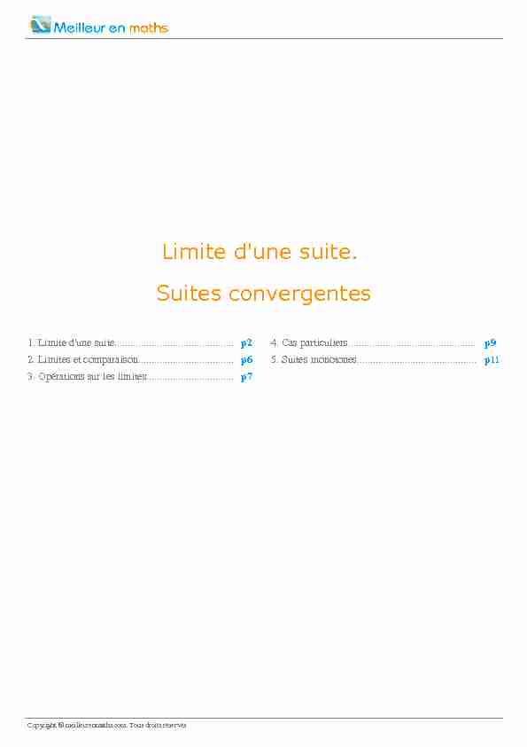 Limite dune suite Suites convergentes