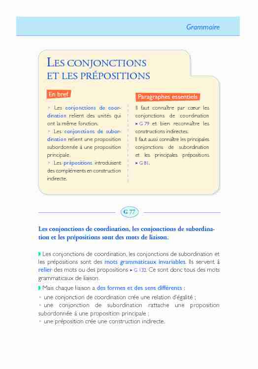 [PDF] LES CONJONCTIONS ET LES PRÉPOSITIONS