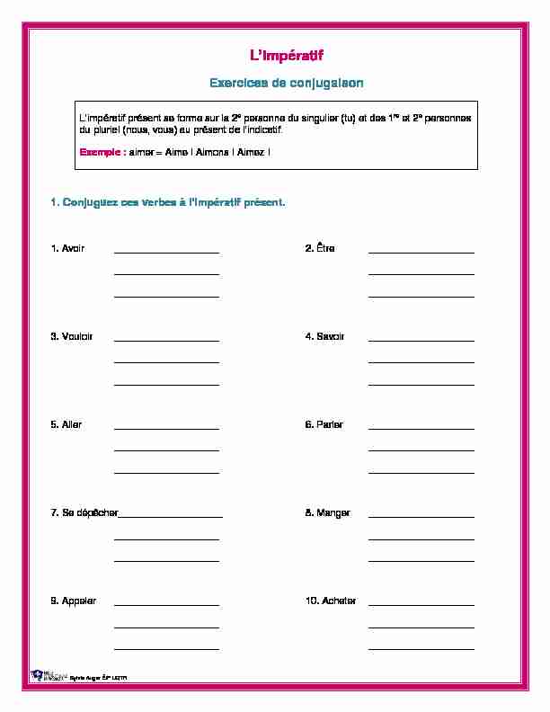 [PDF] Limpératif - Exercices de conjugaison