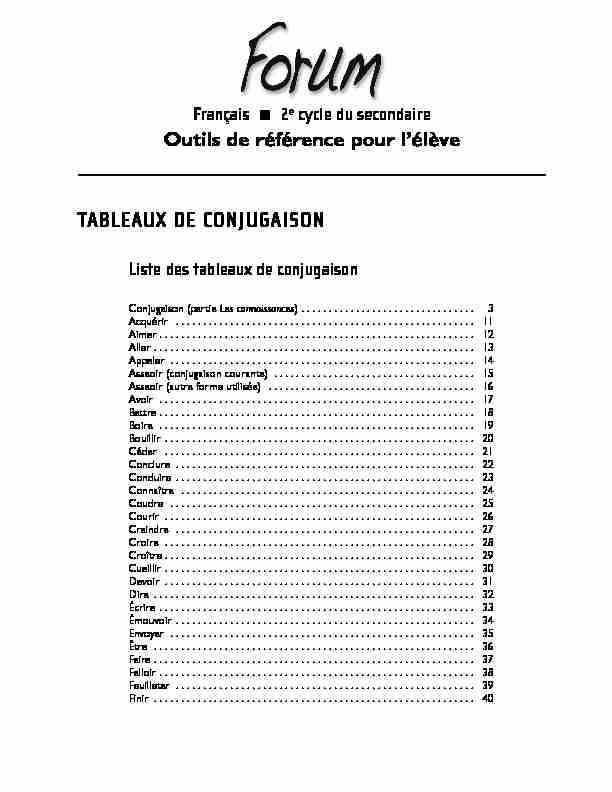[PDF] TABLEAUX DE CONJUGAISON