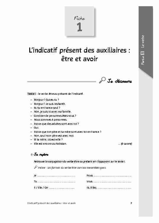 [PDF] Lindicatif présent des auxiliaires : être et avoir - Éditions Ellipses