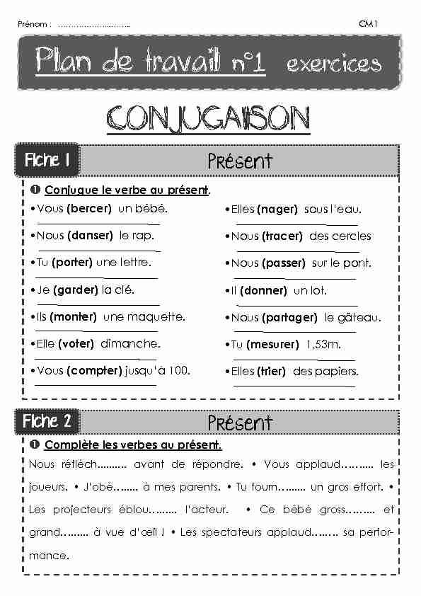 [PDF] Plan de travail n°1—exercices CONJUGAISON
