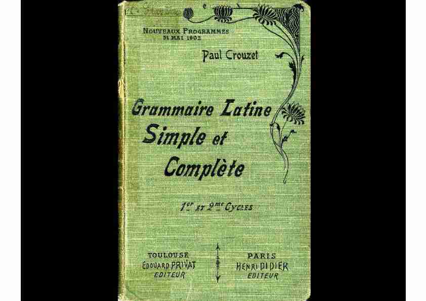 grammaire latine simple et complete