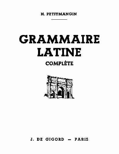 [PDF] grammaire latine - La Vie Des Classiques