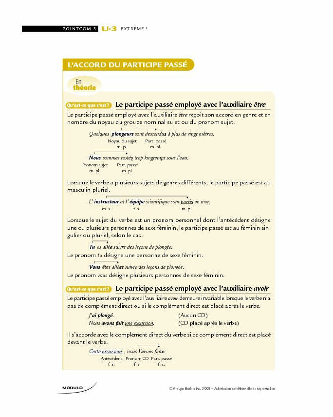 [PDF] LACCORD DU PARTICIPE PASSÉ - Modulo