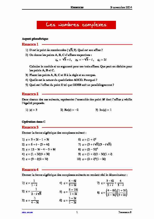 [PDF] Les nombres complexes - Lycée dAdultes